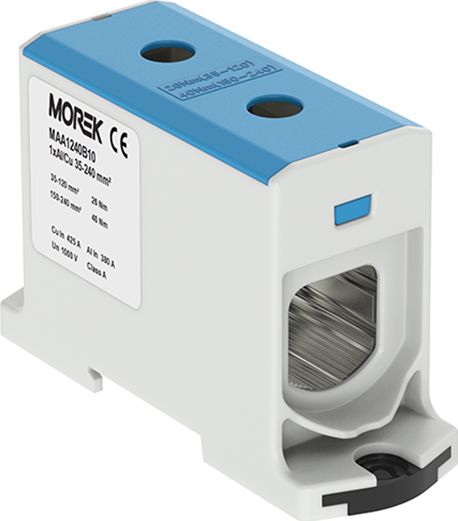 MOREK Złączka szynowa 35-240mm2 nieb 2 otwor AL/CU 1000V TH35 1P MAA1240B10 Morek 3989