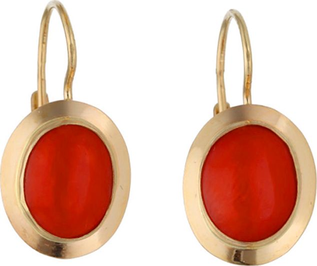 Lovrin Złote kolczyki 585 czerwony koral 2,55 g