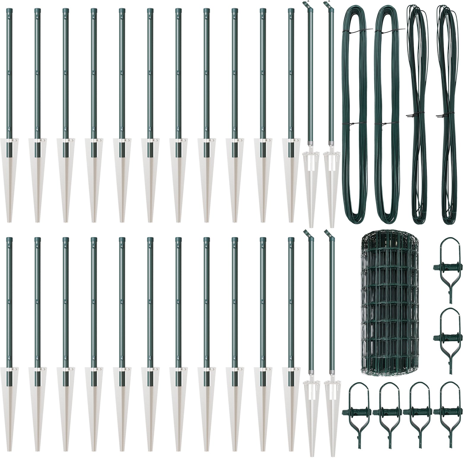 vidaXL Ogrodzenie Euro z 13 podpórkami 0,4x50 m ze stali ocynkowanej Zielone