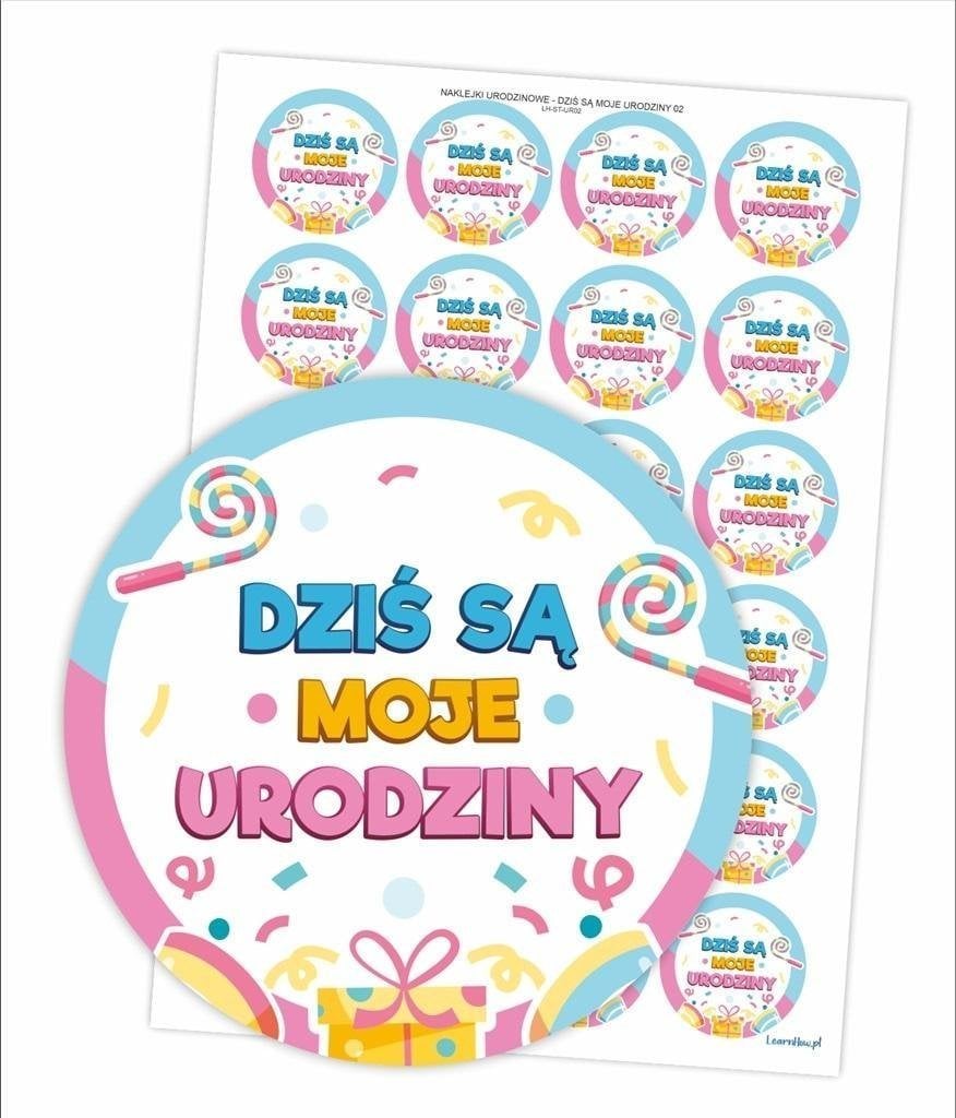 LearnHow Naklejki urodzinowe - Dziś są moje urodziny 24szt