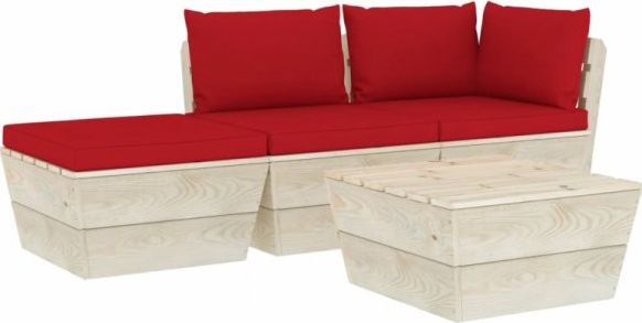 vidaXL VidaXL 4-cz. zestaw wypoczynkowy z palet, z poduszkami, świerk