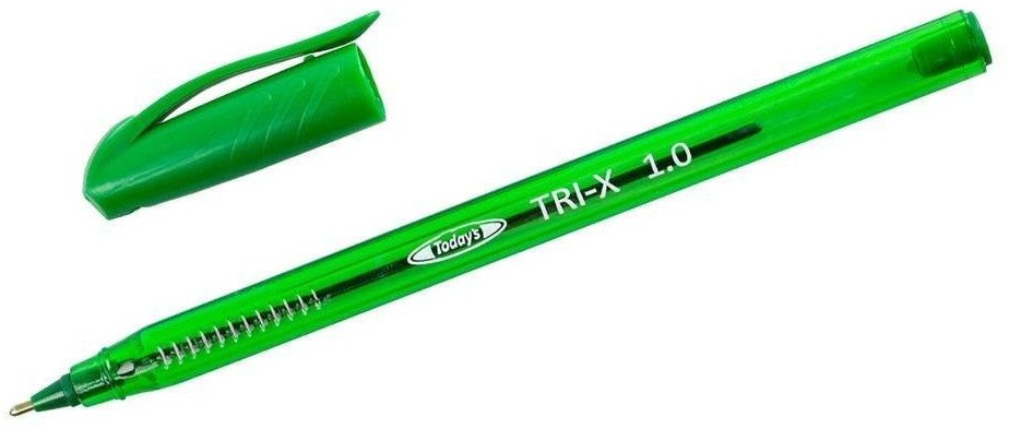 Długopis olejowy TRI-X Color zielony (50szt) DELI