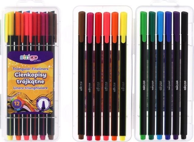 Cienkopisy trójkątne STRIGO 12 kolorów
