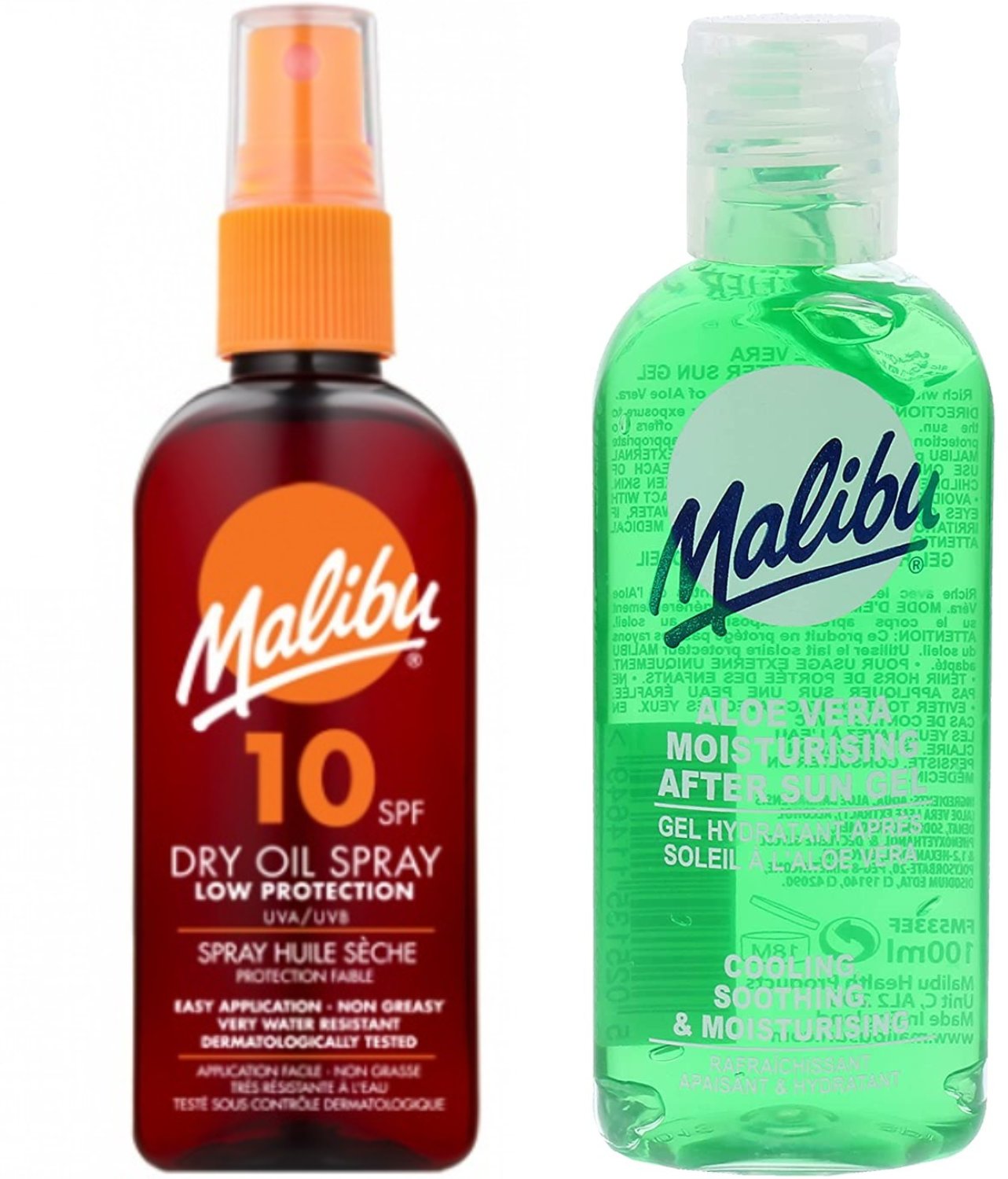 Malibu Olejek Brązujący SPF10 100ml + Aloe Po Opalaniu 100ml