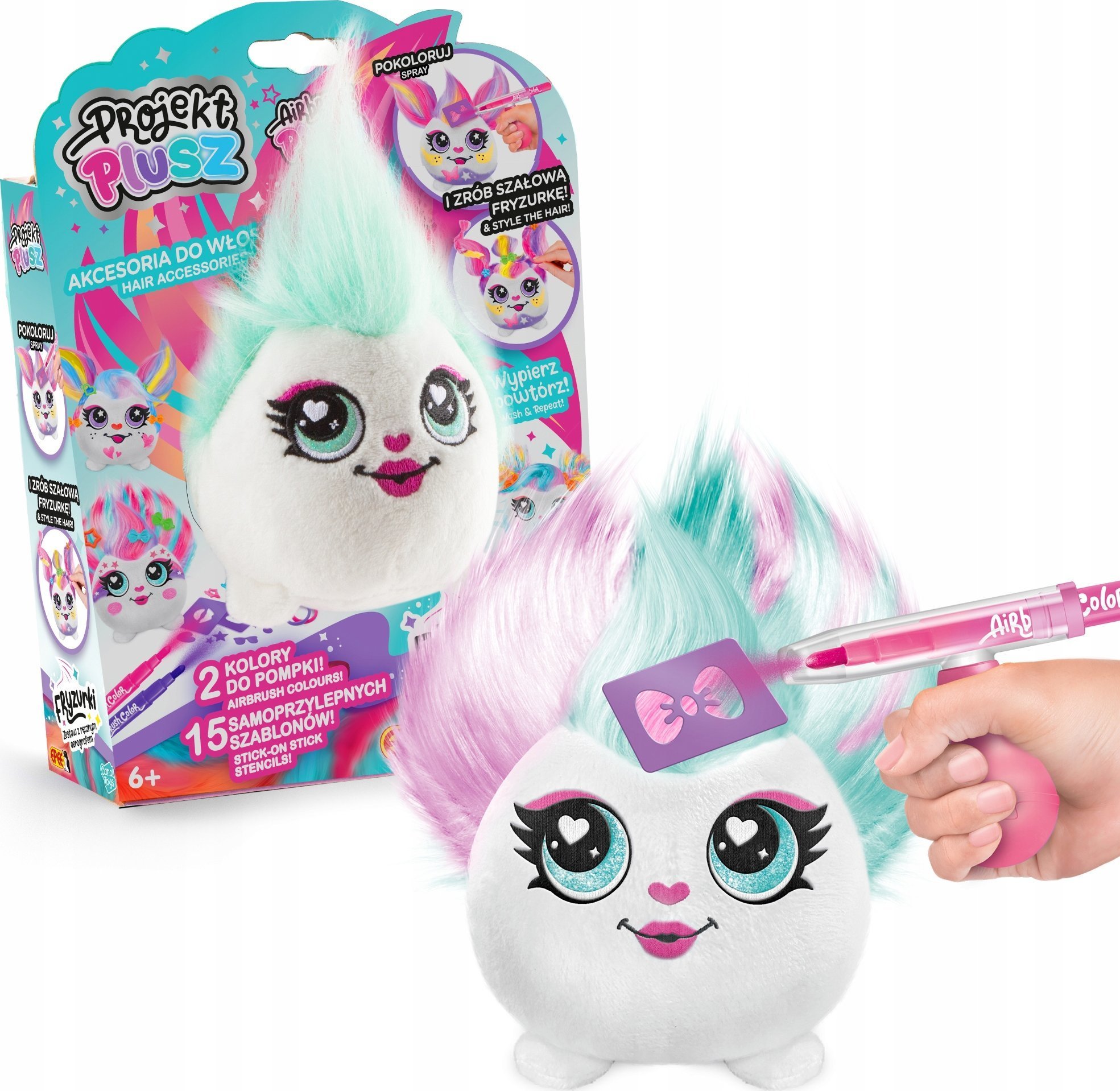 Maskotka Projekt Plusz Fryzurki - Zestaw z ręcznym aerografem Mgiełka