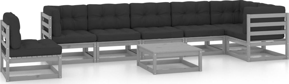 vidaXL 8-cz. zestaw wypoczynkowy do ogrodu, z poduszkami, lita sosna