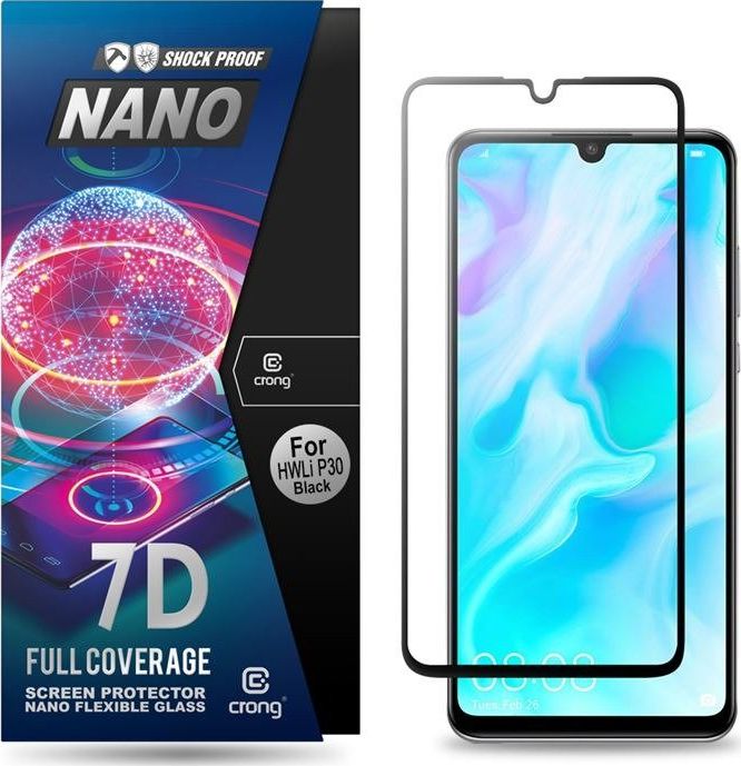 Crong Crong 7D Nano Flexible Glass - Szkło hybrydowe 9H na cały ekran Huawei P30 Lite uniwersalny