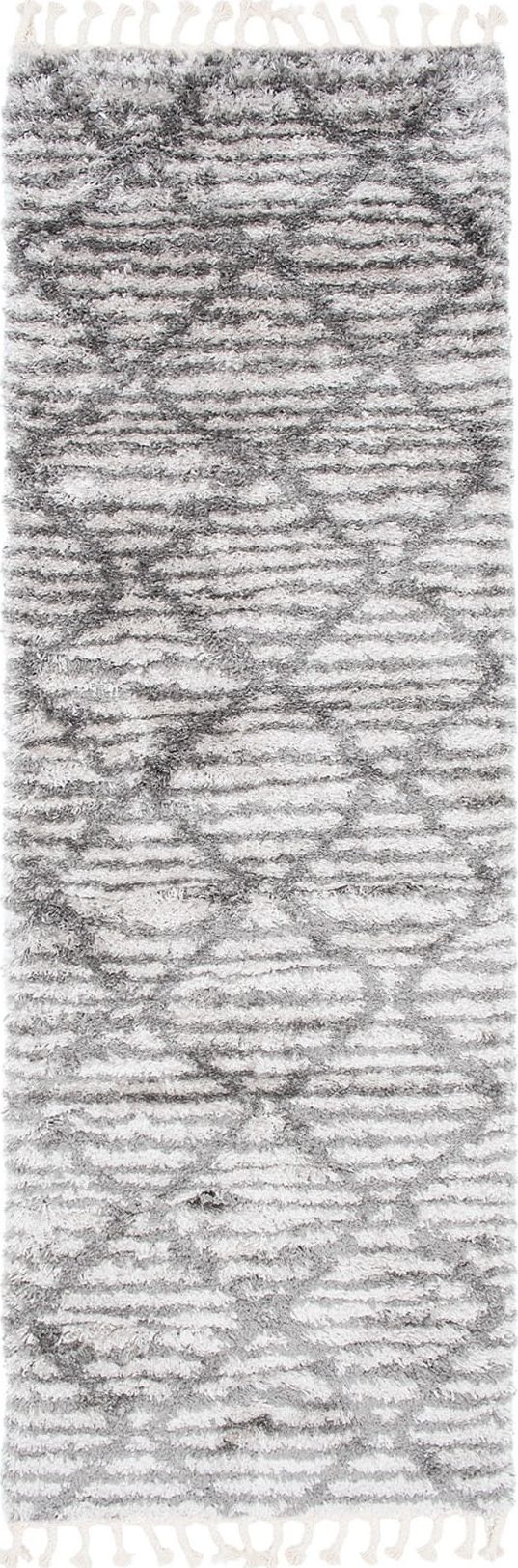 Carpetpol Chodnik szary boho z frędzlami FN43A LIGHT GRAY AZTEC EJF (0.80*2.50)
