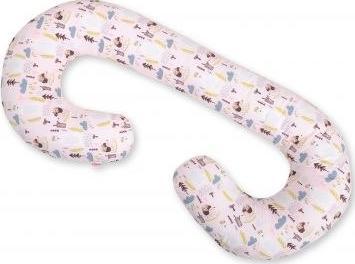 BabyOno Poduszka ciążowa C - misie i jeżyki różowe