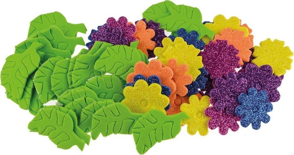 BREWIS Naklejki z pianki kwiatki 58szt