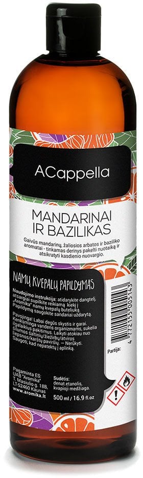 Namų kvapo papildymas ACappella Mandarinai ir bazilikas, 500 ml