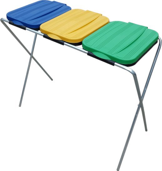 ARS Potrójny stojak do segregacji odpadów na worki pojemność: 3x120 l (kolor niebieski/żółty/pomarańczowy))