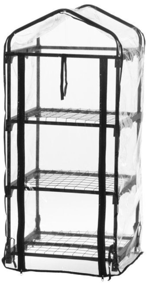 4Living Vertikalus šiltnamis su 3 lentynomis, juodas