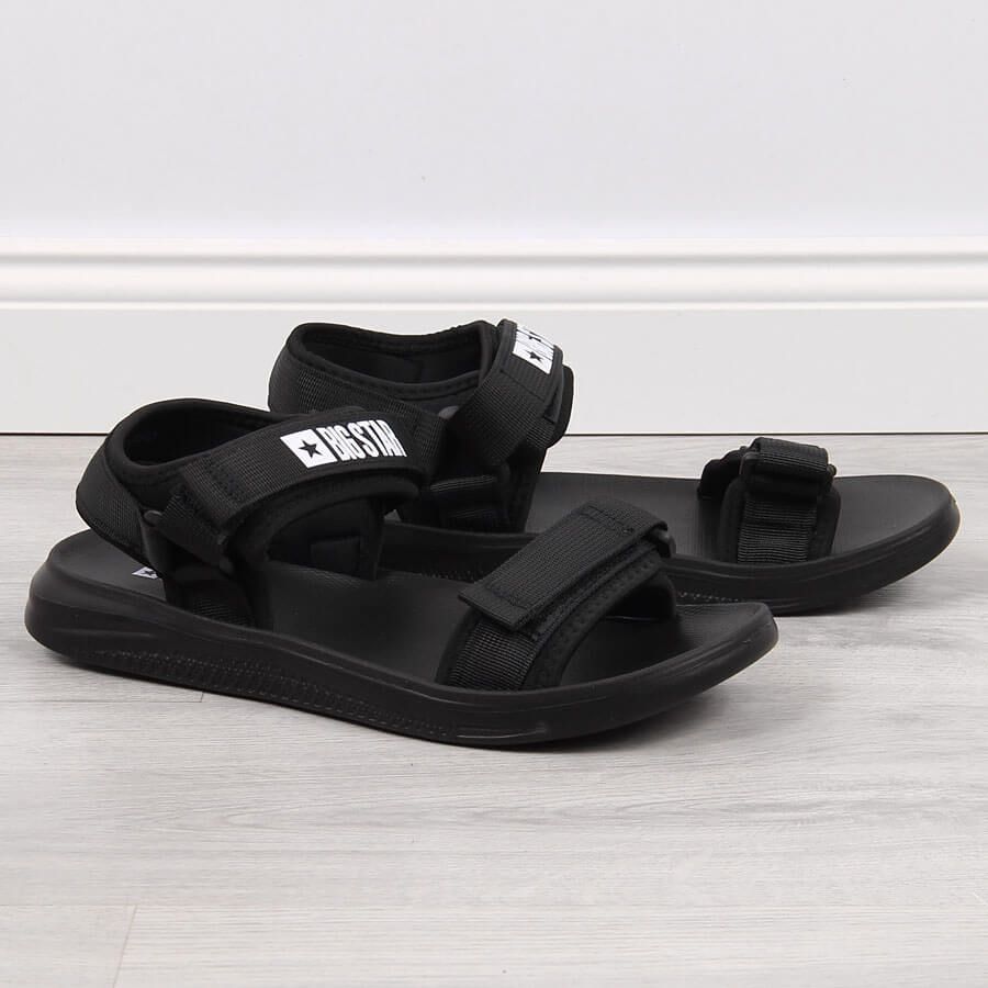 Big Star Sandały męskie sportowe na rzep czarne Big Star HH174842 40