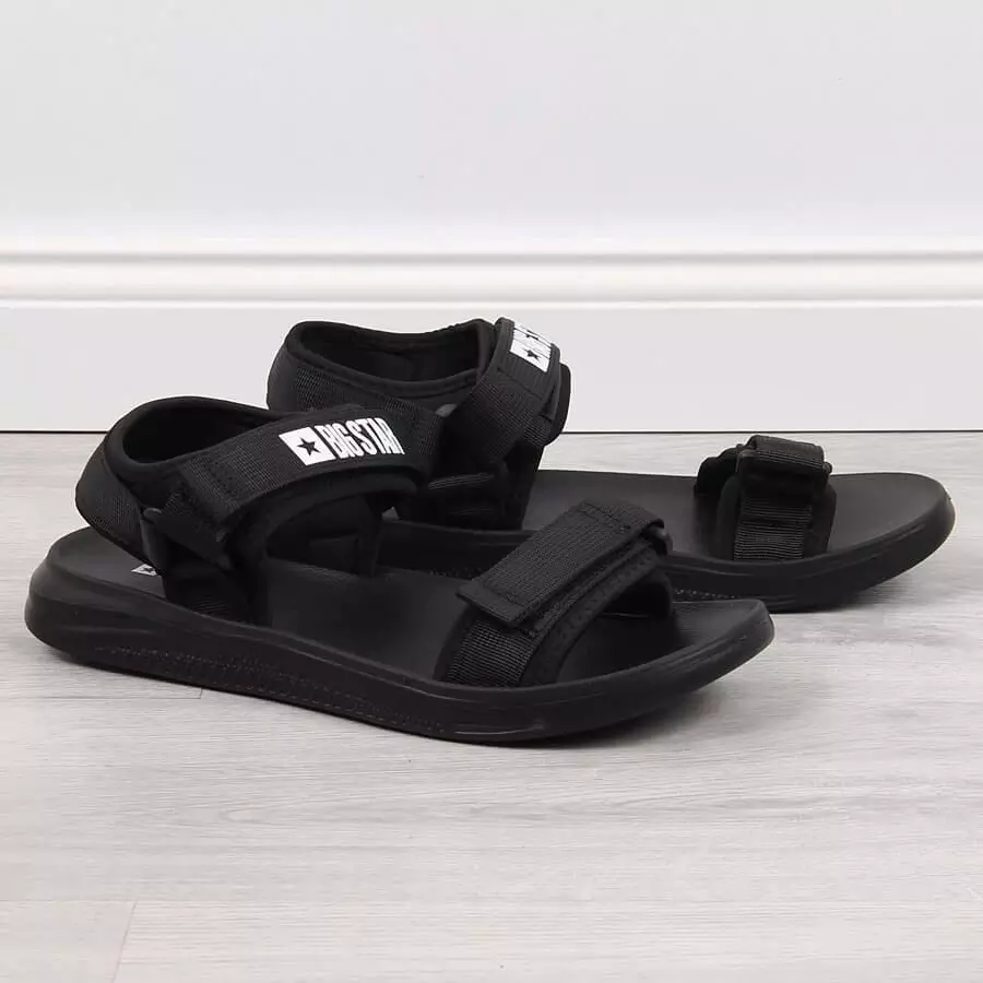 Big Star Sandały męskie sportowe na rzep czarne Big Star HH174842 40