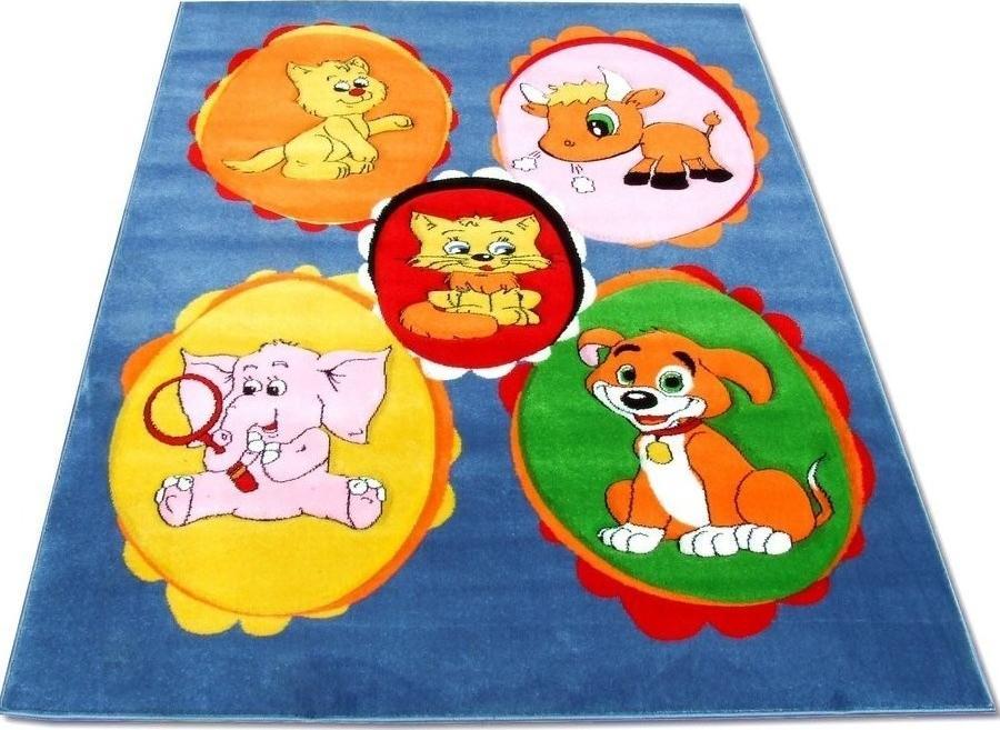 Turkiye Weavers Dywan dziecięcy ZWIERZAKI Niebieski 660 BAMBI 160x220 cm