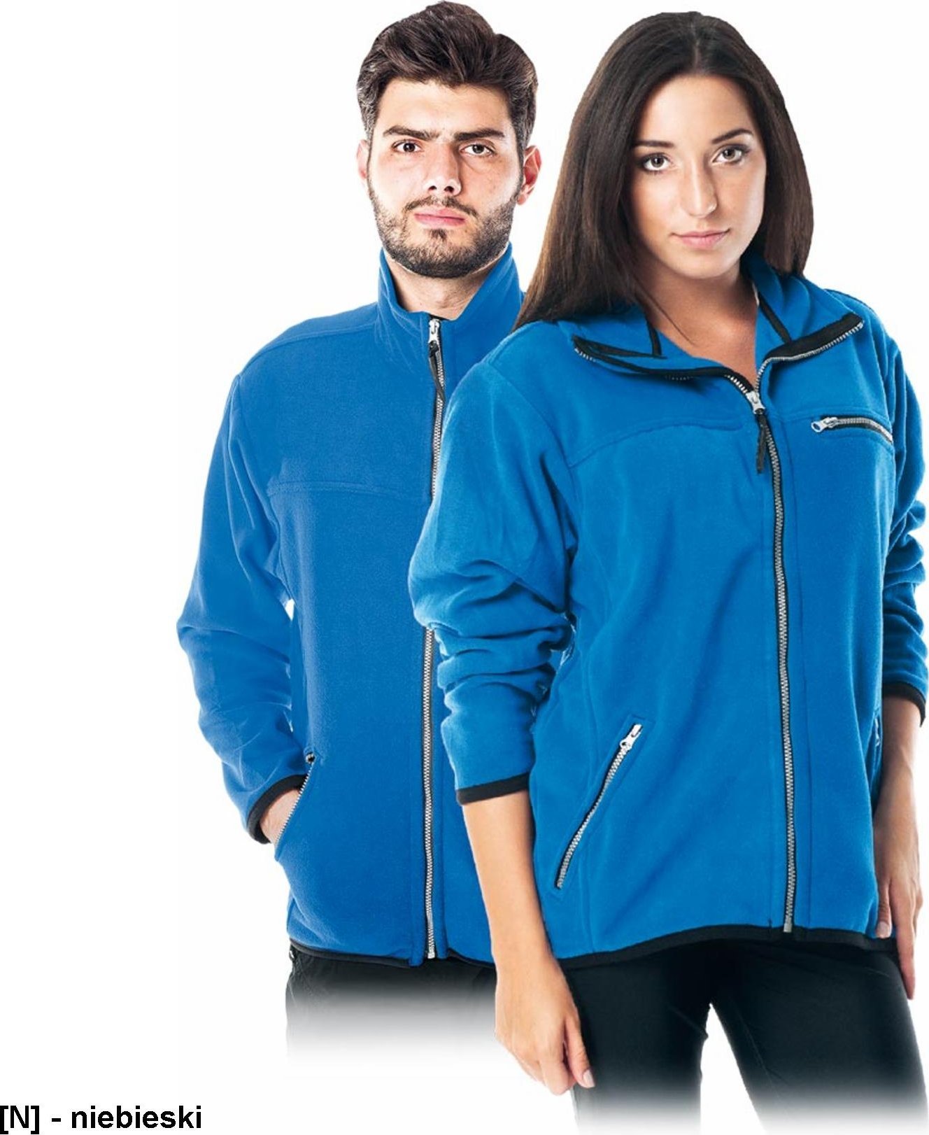 R.E.I.S. POLAR-HONEY - bluza, miły w dotyku krótko strzyżony polar, 100% poliester 290 g/m2, suwak, 3 zasuwane kieszenie - niebieski 3XL