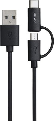 Kabel USB PNY USB-A - 1 m Czarny (C-UA-UUTC-K20-03)