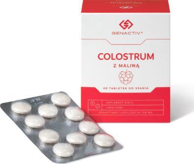 GENACTIV GENACTIV Colostrum z maliną 100mg, 60 tabletek do ssania
