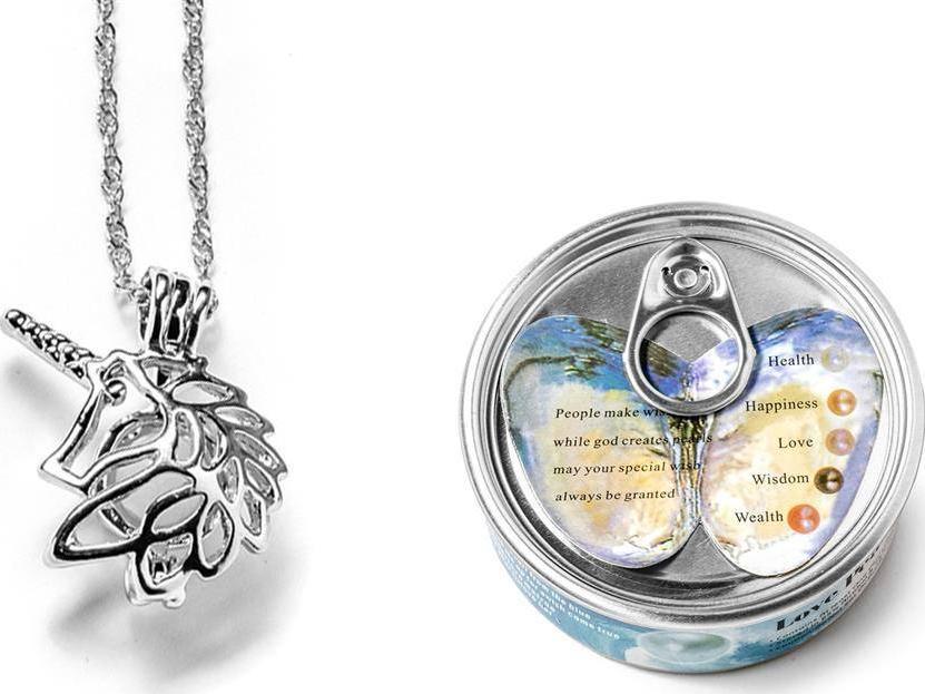 GM Naszyjnik jednorożec z dwoma perłami