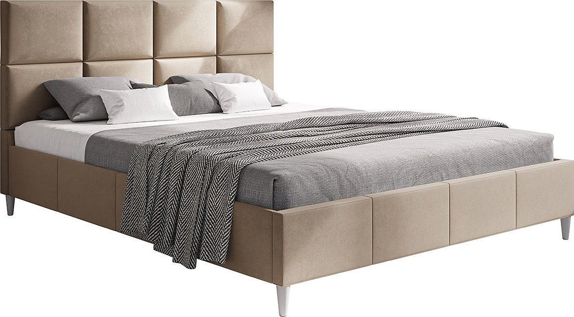 Elior Pojedyncze łóżko tapicerowane 120x200 Bennet - 48 kolorów + materac piankowy Contrix Superb