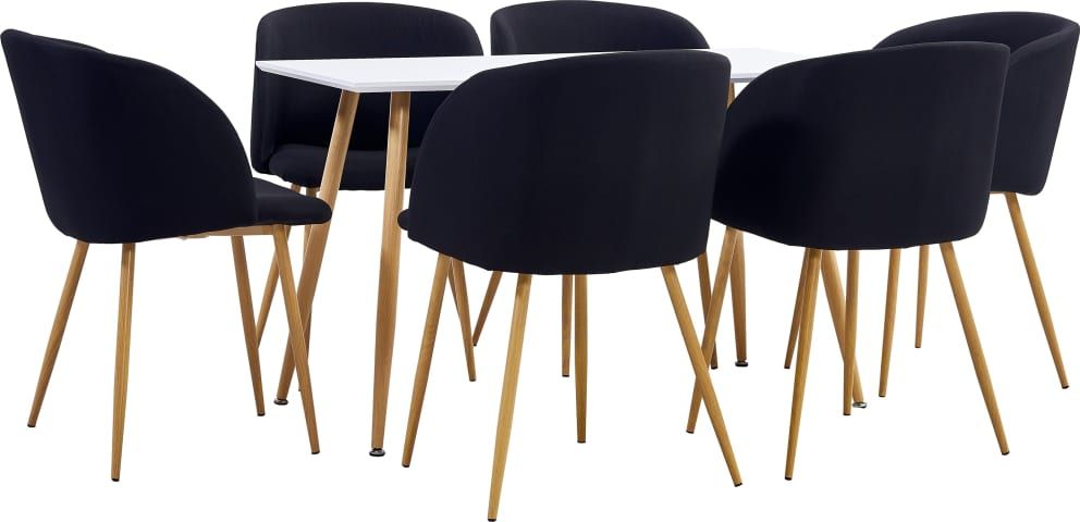 vidaXL 7-częściowy zestaw jadalniany, tapicerowany tkaniną, czarny