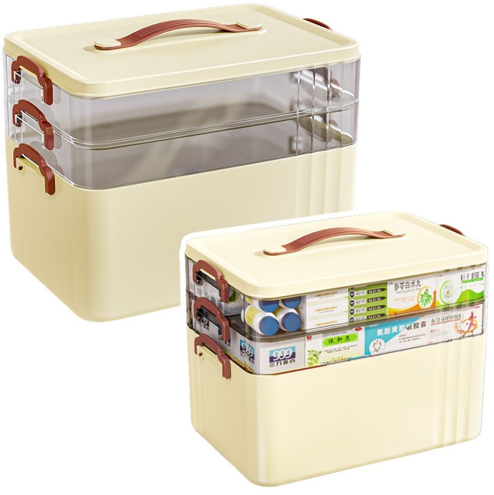 Lean Pudełko Organizer Na Leki Pojemny 3-Poziomowy Apteczka Domowa