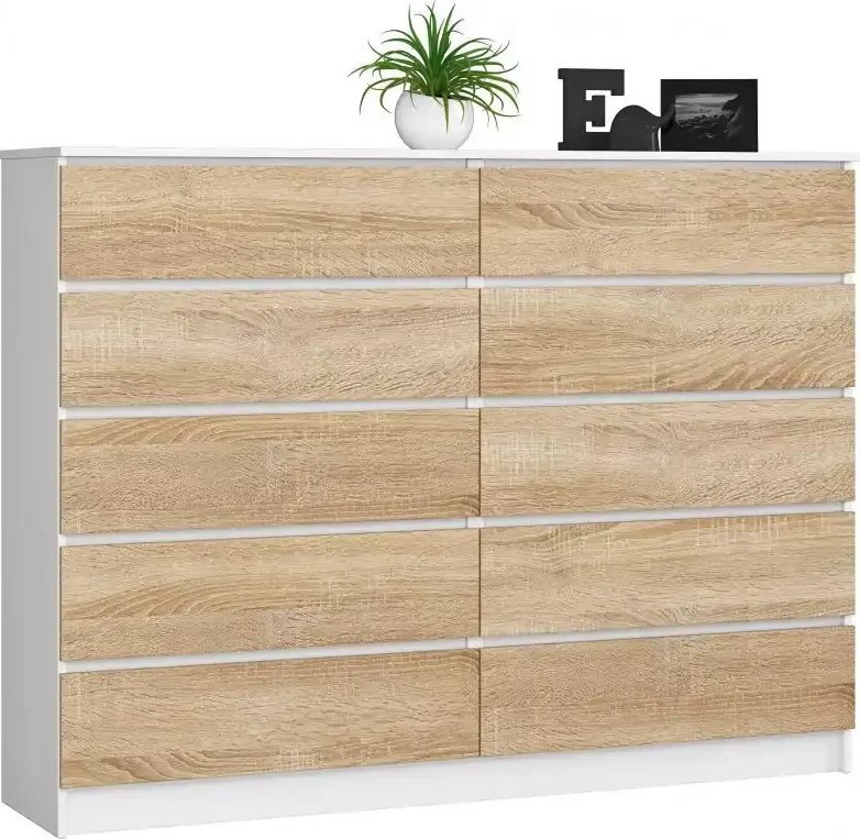 Elior Skandynawska komoda do salonu biały + dąb sonoma - Deos 3X