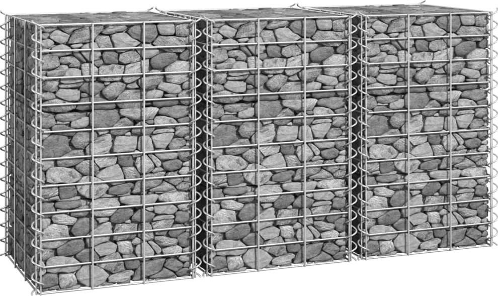 vidaXL Wysokie donice gabionowe, 3 szt., 30x30x50 cm, żelazo