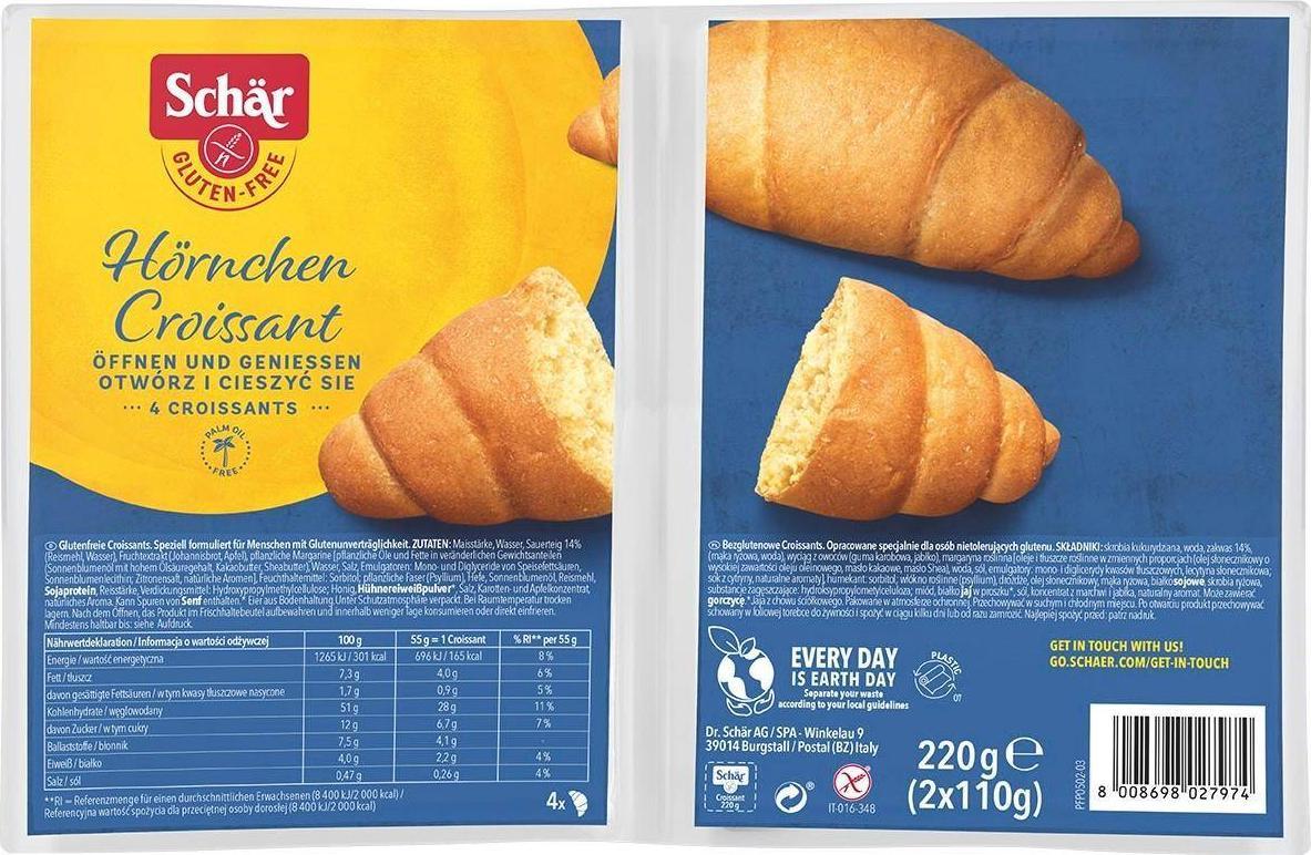 Schar Croissant bezglutenowy 4 sztuki 220 g Schar