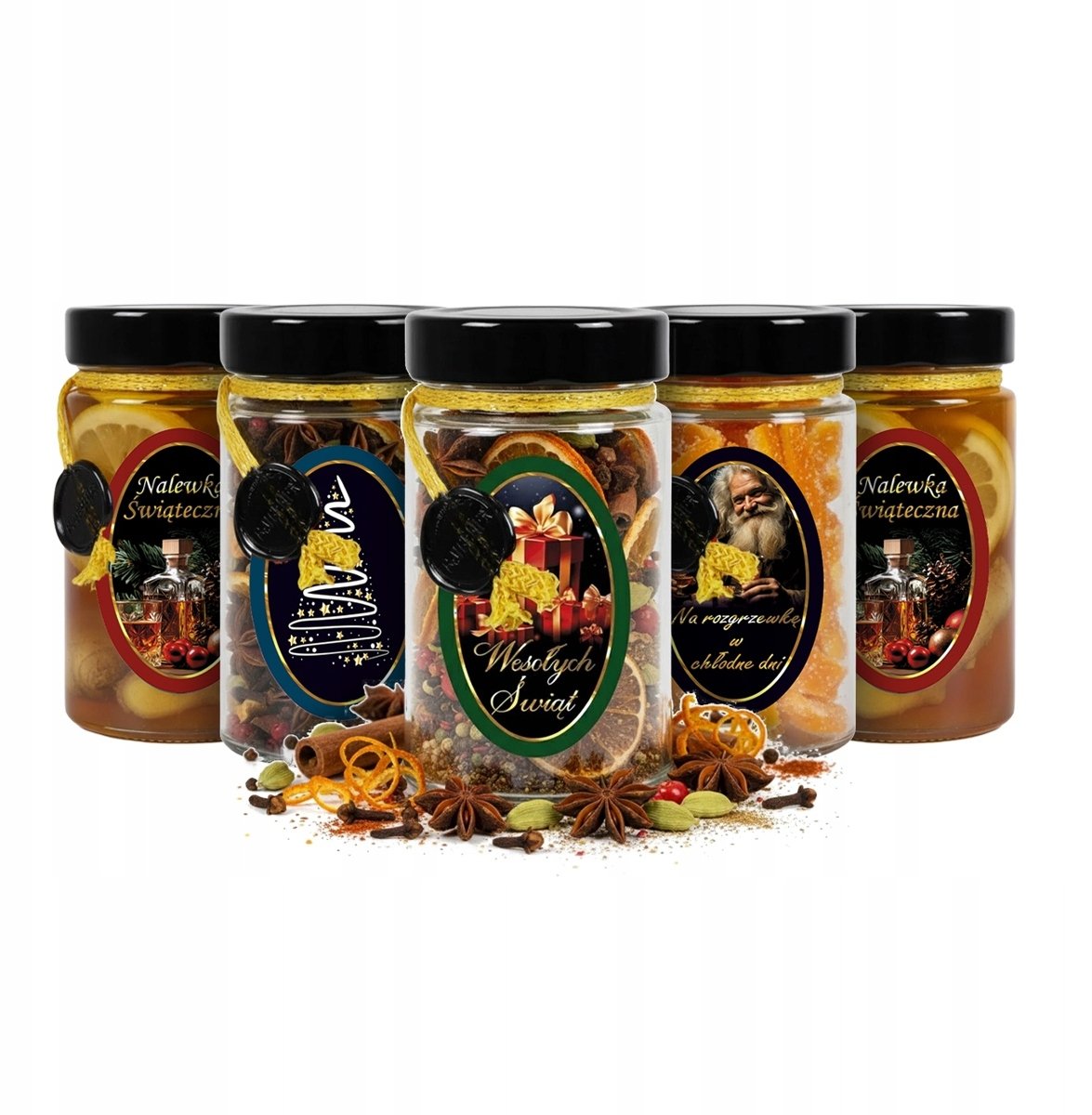 Bimberek 5x Słoik ARIA 245ml RĘCZNIE ZDOBIONE SŁOIKI SZKLANE na święta