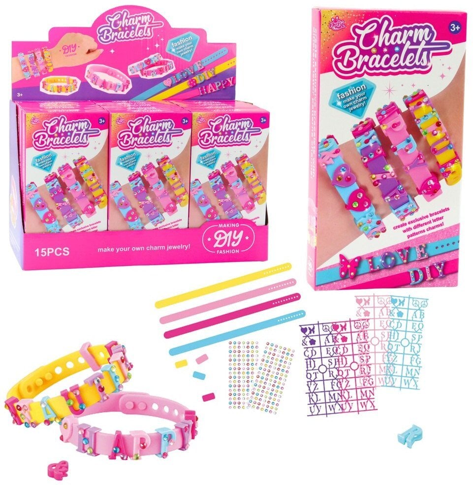 Zestaw Bransoletek DIY Zawieszki Litery 4 Bransoletki Regulowane EDUKAMP
