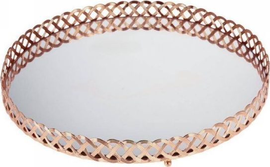 Dekoracja domu Taca z lustrem okrągła miedziana 29 cm
