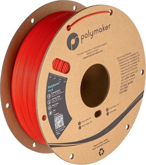 Poly Filament Polymaker PolySonic High Speed PLA 1,75mm 1kg - Red}