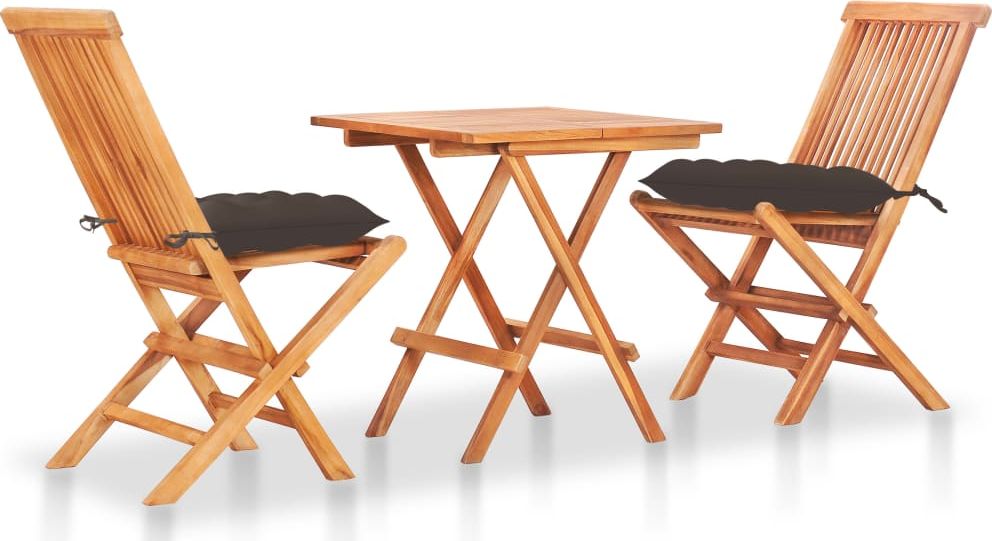 vidaXL Zestaw mebli bistro poduszki taupe drewno tekowe