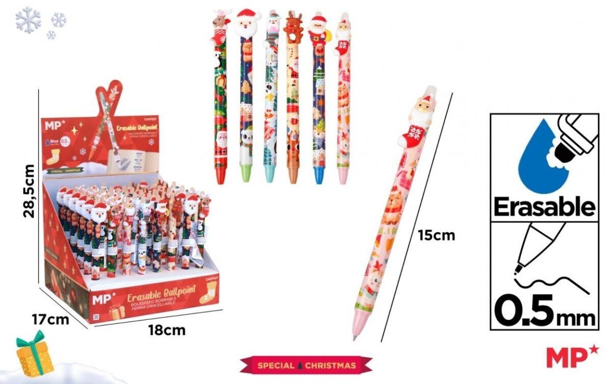 Długopis ścieralny z nakładką świąteczny (48szt)