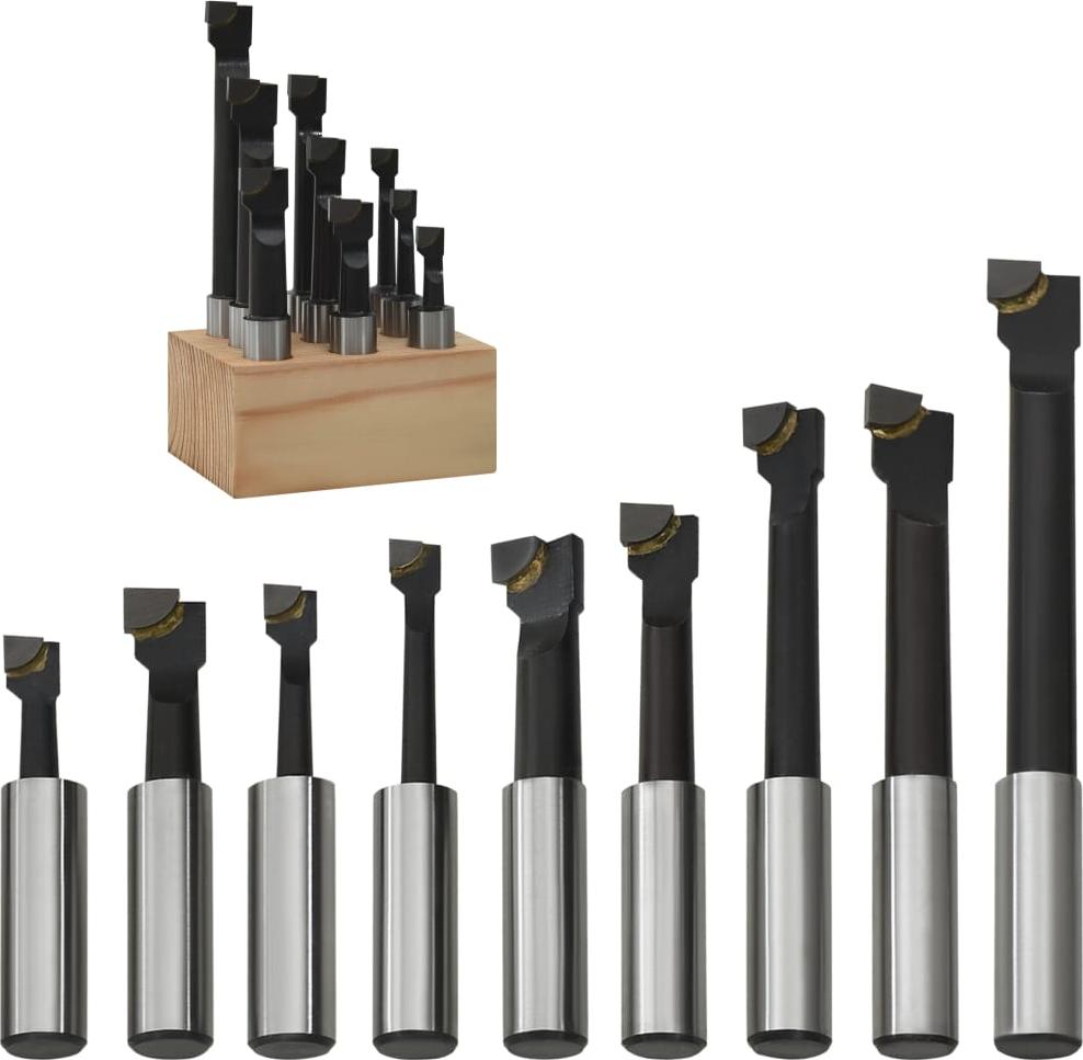 vidaXL Zestaw 9 noży typu wytaczak, 12 mm, z drewnianą podstawą