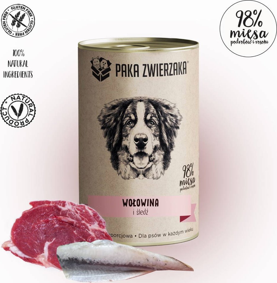 Paka Zwierzaka Paka Zwierzaka Wołowina i śledź (400g)