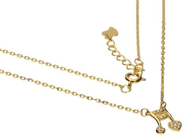 Lovrin Srebrny pozłacany naszyjnik 925 nutka z cyrkoniami 2,13g