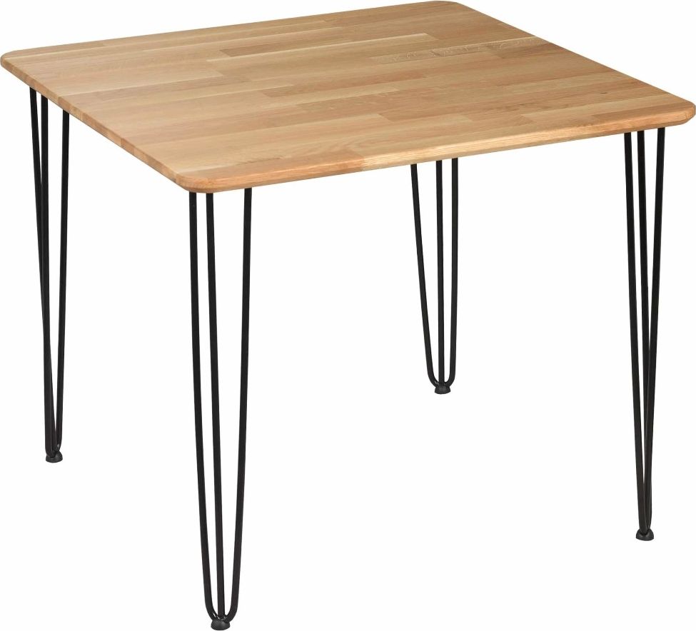 MOONWOOD Meble Stół IRON OAK 25 88x88 dąb/czarny kwadratowy w stylu loft MOONWOOD Meble