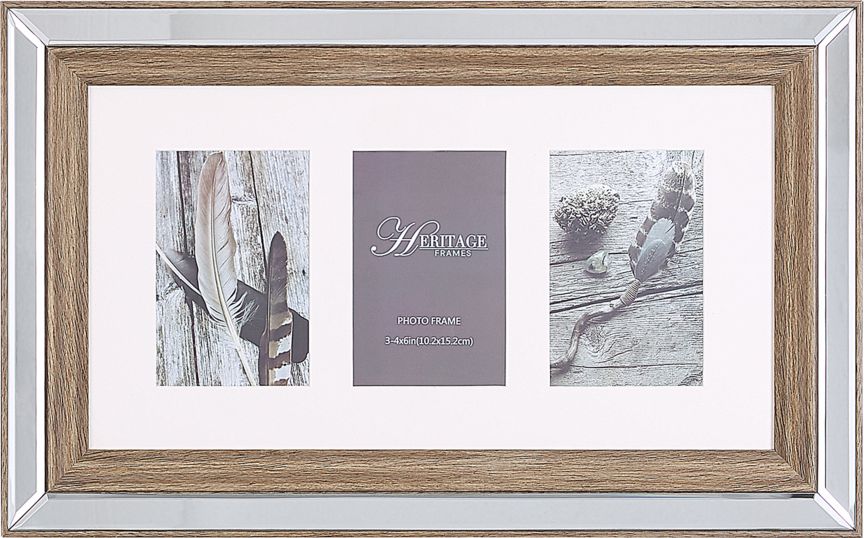 Ramka Beliani Multiramka na 3 zdjęcia lustrzana ciemne drewno SINTA