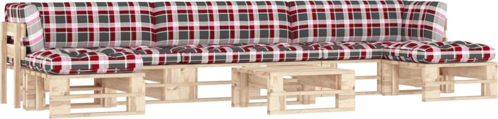 vidaXL 6-częściowy zestaw wypoczynkowy z palet, z poduszkami, sosnowy