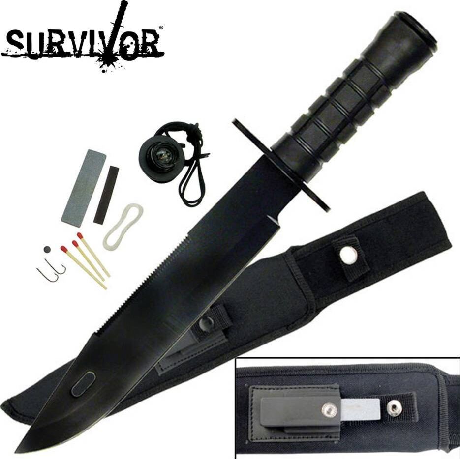 Master Cutlery NÓŻ Z ZESTAWEM SURVIVAL 7W1 OSTRZE STAŁE HK-2236B
