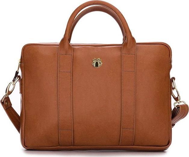 Torba Solier Skórzana torba na laptopa Felice Gold FG04 brązowy vintage