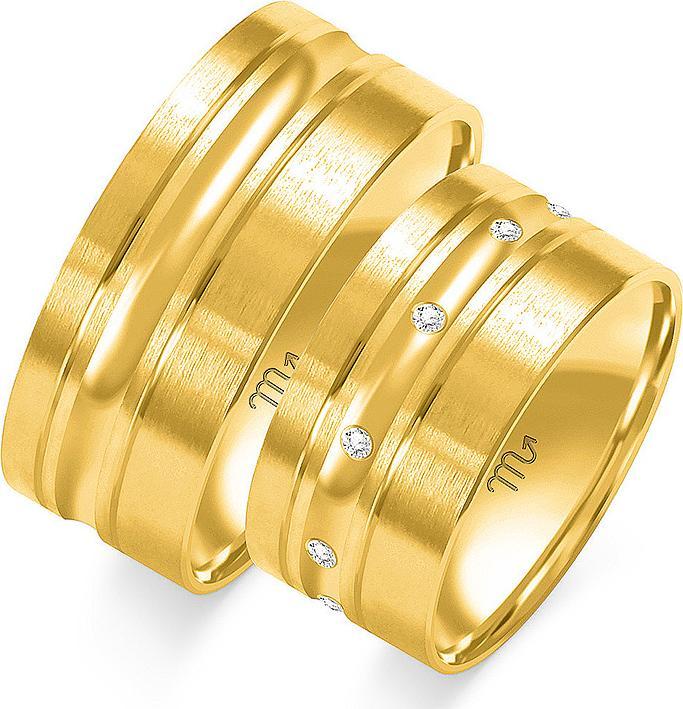 Lovrin Z diamentami obrączka ślubna grawerowana złota 333 8 karatów