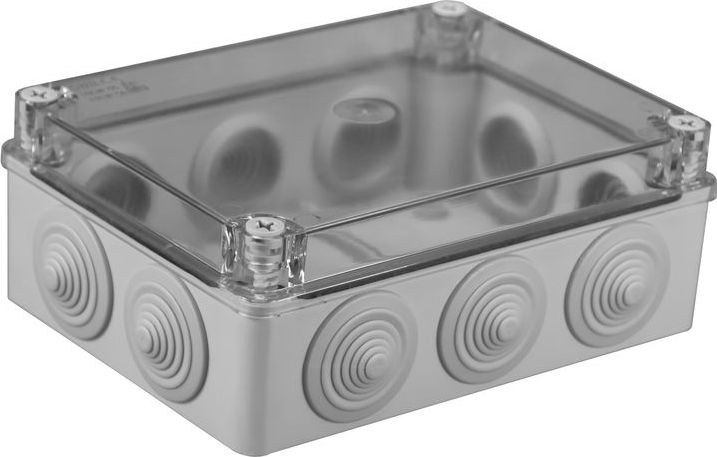 Pawbol sp. z o.o. Puszka n/t hermetyczna 190x140x70 10 dławików IP55 pokrywa przezroczysta S-BOX 406-P