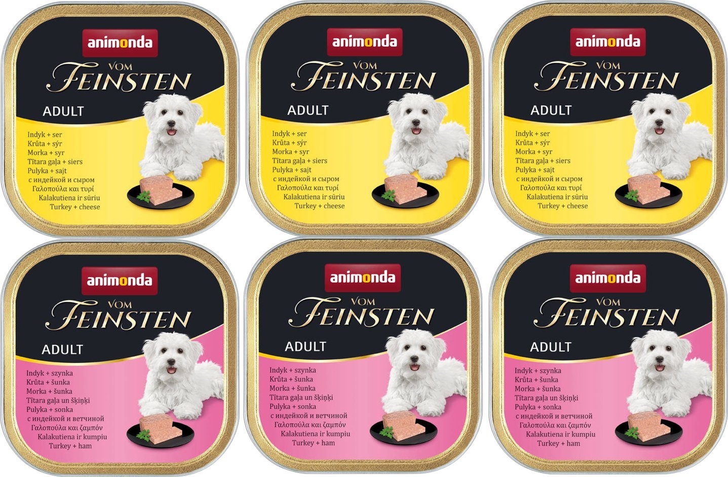 Animonda ANIMONDA Dog Vom Feinsten Adult indyk/szynka + indyk/ser 6x150g