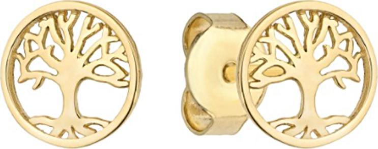 Lovrin Złote kolczyki 585 drzewka szczęścia na sztyft