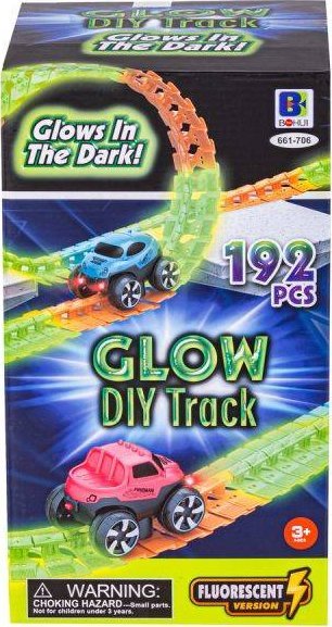 Elastyczny Tor Samochodowy, Wyścigowy 192 Elementy, Świecące Elementy Toru