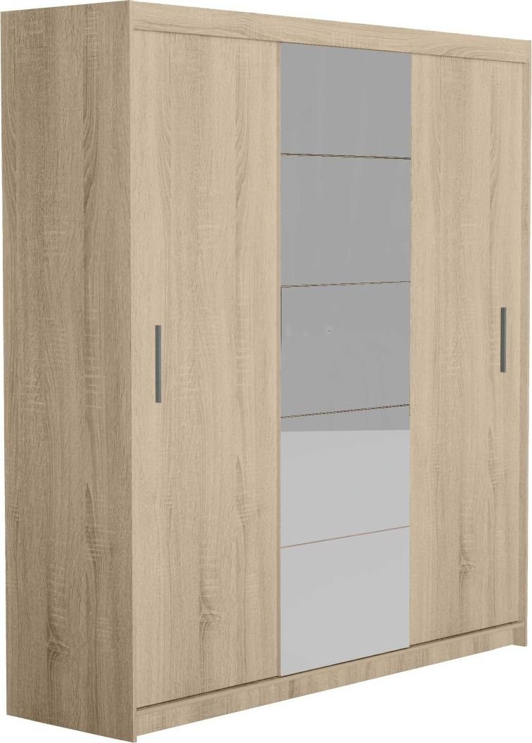Topeshop SZAFA FARO DRZWI PRZESUWNE LUSTRO 235CM DĄB SONOMA